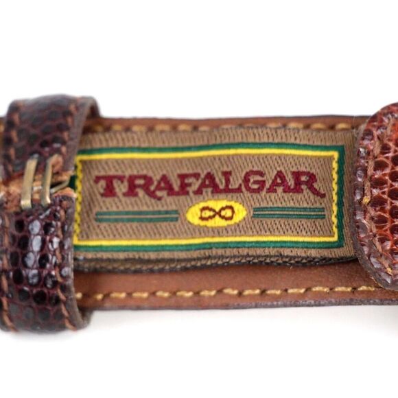Trafalgar BROWN GENUINE LIZARD 1"Wd HOOK BUCKLE DRESS CASUAL WOMEN'S BELT M (G81 - Picture 6 of 14